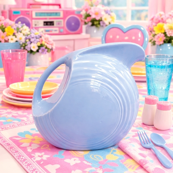 Fiesta Other - Vintage FIESTAWARE Ceramic Art Deco Style Large Disk Pitcher in Periwinkle Blue